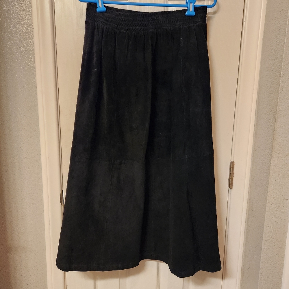 Intregal suede leather maxi a line skirt size 10